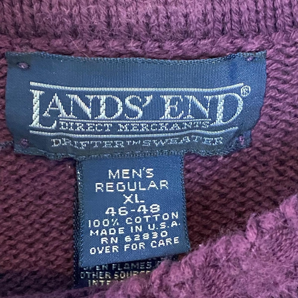 Vtg 90's Lands End Mens Golf Sweater XL Purple USA Preppy Country Club‎ Grandpa - Picture 3 of 6